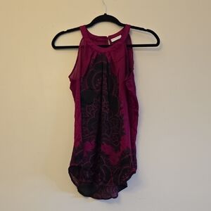 New York & Company Magenta and Black Halter Top